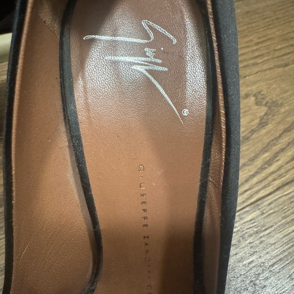 Giuseppe Zanotti Black Satin Embellished Peep-Toe Heels - Picture 6 of 11